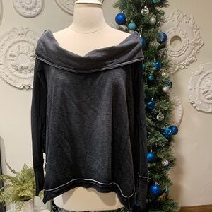 Free People Charcoal Off-Shoulder Sweater